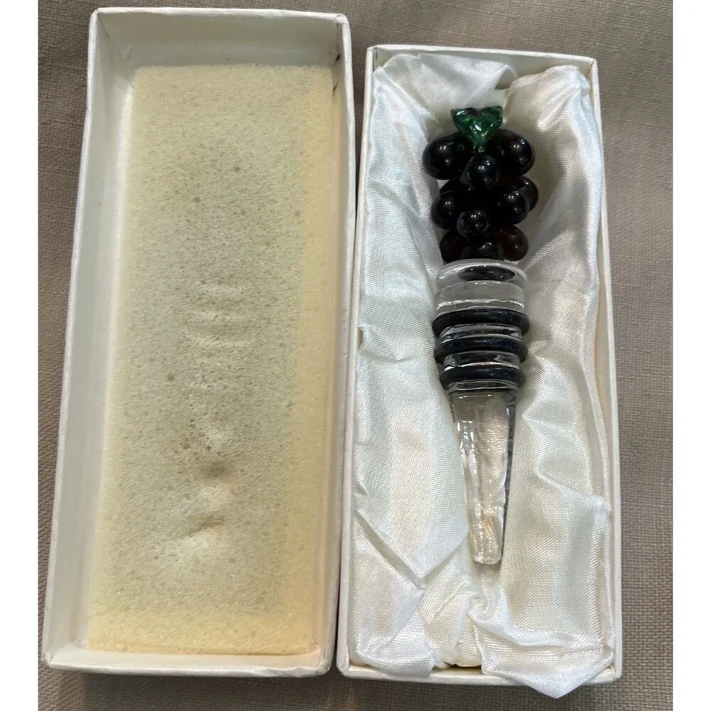 Murano Art Stunning Hand Blown Grapes Glass Wine Bottle Stopper New